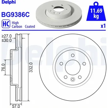 Brzdový kotouč Brzdový kotouč DELPHI BG9386C