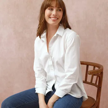 Dámská košile Jednobarevná košile na knoflíčky bílá 54