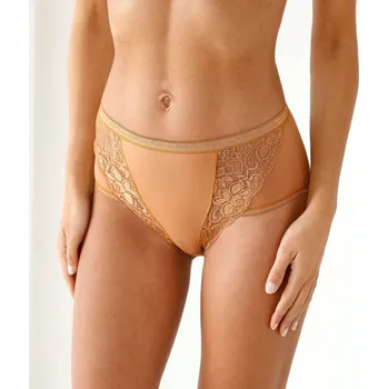 Dámské spodní prádlo Sada 3 kalhotek maxi z pružné bavlny s krajkou čokoládová 50/52