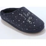 Fleecové bačkory s výšivkou textu tmavě modrá 38