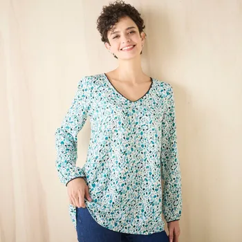 Dámské tričko Rozšířená tunika s potiskem režná/zelená 38