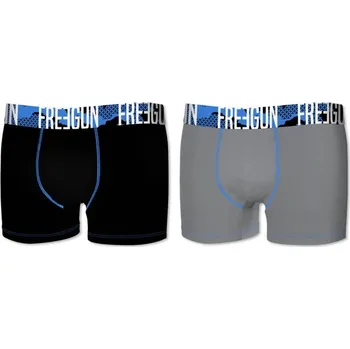 Boxerky Sada 2 strečových boxerek Freegun® černá+šedá 93/100 (L)