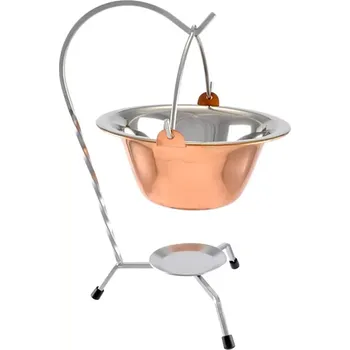 Kempingové nádobí Servírovací kotlík na stojánku nerez poměděný set (nerezový stojánek a nerezový poměděný kotlík servírovací 0,8 L)