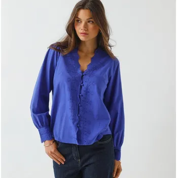 Dámská halenka Halenka s madeirovou výšivkou tmavě modrá 50