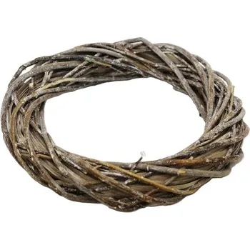 Věnec větvičky s kůrou natural/fros 25 x 5 cm