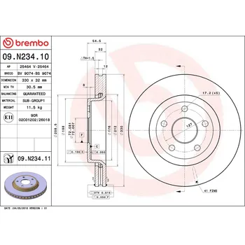 Brzdový kotouč Brzdový kotouč BREMBO 09.N234.11