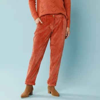 Dámské kalhoty Manšestrové 7/8 chino kalhoty pro menší postavu paprika 50