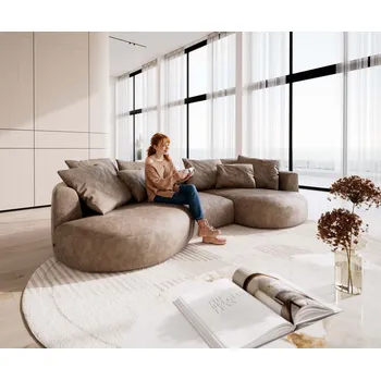 Pohovka DELIFE Pohovka Edina 330x170 cm mikrovlákno taupe vintage