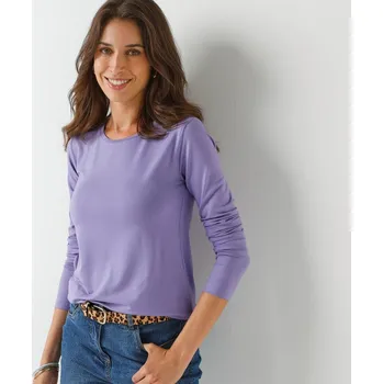 Jednobarevné tričko s kulatým výstřihem lila 52