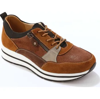 Dámské tenisky Tenisky na klínku, se zipem a tkaničkami kaštanová 41