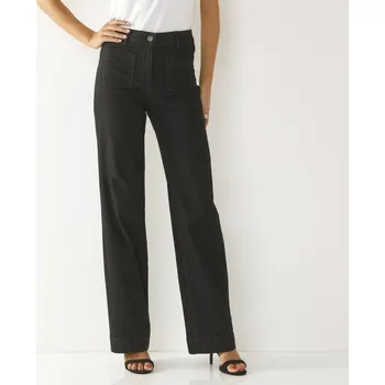 Dámské džíny Široké džíny s vysokým pasem pro postavu více než 165 cm sepraná černá 52