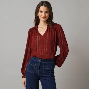 Dámská halenka Žabičkovaná halenka bordó 36