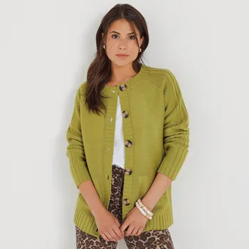 Dámský svetr Svetr na knoflíky, z úpletu s plastickým vzorem mechová 46/48