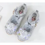 Dívčí střevíčky Frozen s flitry a motivem princezen Velikost: 32, Barva (Varianta): Stříbrná