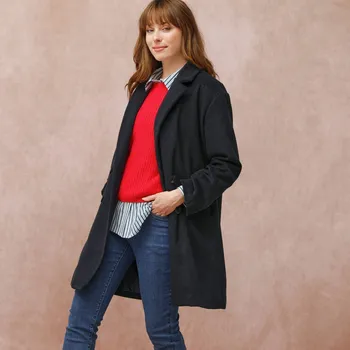 Dámský kabát Kabát s kostýmkovým límcem a dvouřadým zapínáním nám. modrá 36