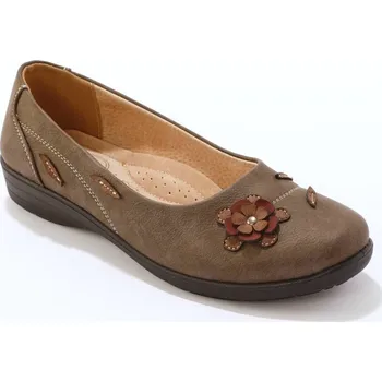 Dámské baleríny Pohodlné baleríny s aplikací květiny hnědošedá 39