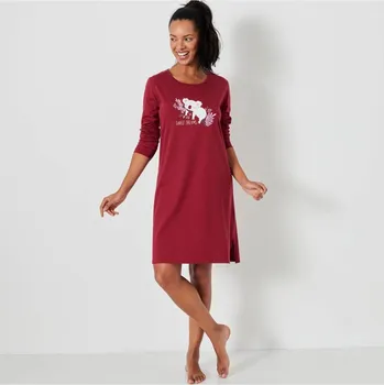 Dámská móda Krátká noční košile s dlouhými rukávy a potiskem koaly třešňová 46/48