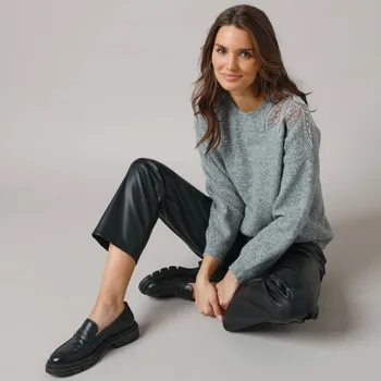 Dámský svetr Originální pulovr šedá antracitová 38/40