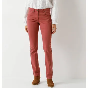 Tvarující rovné kalhoty s 5 kapsami terakota 36