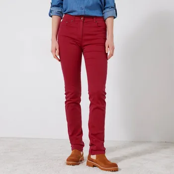 Dámské kalhoty Úzké jednobarevné dlouhé kalhoty tmavá červená 42