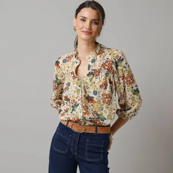 Dámská halenka Košilová halenka s potiskem režná 50