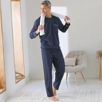 Pyžamo s kontrastní paspulkou nám. modrá 77/86 (S)