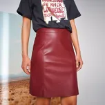 Rozšířená koženková sukně bordó 36