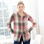 Dlouhá košile z kostkovaného flanelu růžová/zelená 40