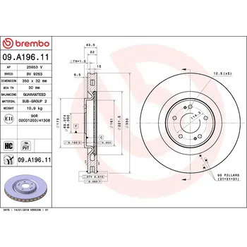 Brzdový kotouč Brzdový kotouč BREMBO 09.A196.11