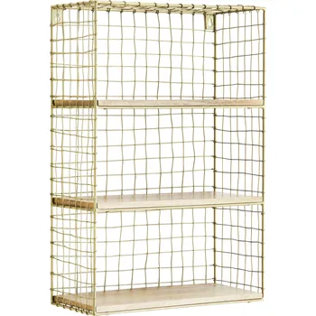 police MADAM STOLTZ Drátěná police Brass and Mango Wood