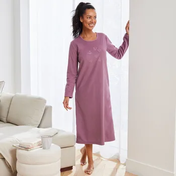 Dámská noční košile Fleecová noční košile šedá purpurová 34/36