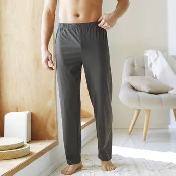 Pánská móda Jednobarevné pyžamové dlouhé kalhoty antracitová 72/74