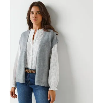 Dámská vesta Vesta z jemného úpletu šedý melír 38/40