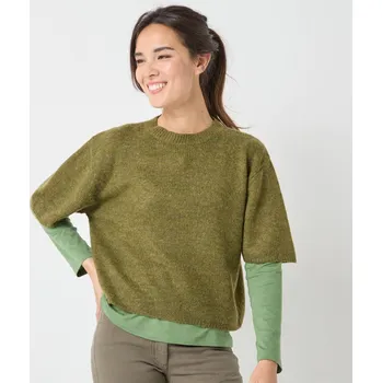 Dámská móda Volný pulovr s rukávy k loktům a příměsí mohéru a vlny mechová 50