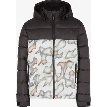 O'Neill Pánské Bílo-černá pánská vzorovaná zimní bunda O'Neill O'RIGINALS PUFFER JACKET Černá XL (2437701)