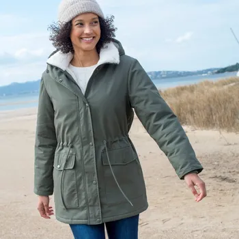 Dámská parka Parka s kapucí a sherpa 		podšívkou khaki 56