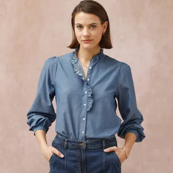 Dámská halenka Halenka s volánkem modrá 48