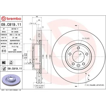 Brzdový kotouč Brzdový kotouč BREMBO 09.C819.11