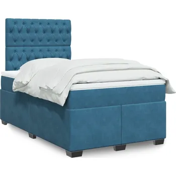 Postel vidaXL Box spring postel s matrací 120x190 cm samet [3293165] Barva: Modrá