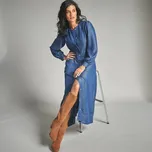 Dlouhé šaty na knoflíky modrá 38