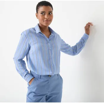 Dámská košile Košile na knoflíčky, s potiskem proužků modrošedá 52