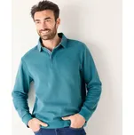 Hřejivá mikina s polo límečkem a výšivkou vpředu modrá 147/156 (5XL)