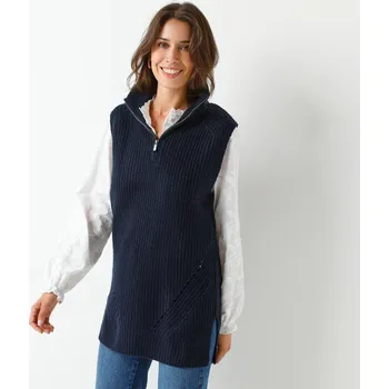 Dlouhá vesta se stojáčkem na zip námořnická modrá 50