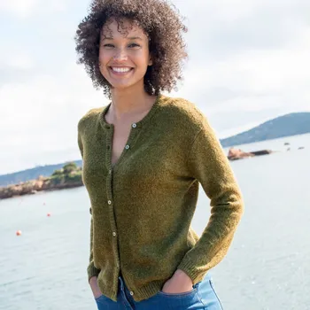 Dámský svetr Propínací svetr s příměsí mohéru a vlny mechová 42/44