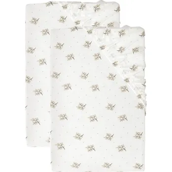 Prostěradlo LIVARNO home Sada žerzejových napínacích prostěradel, 90-100 x 200 cm, květiny/bílá, 2dílná