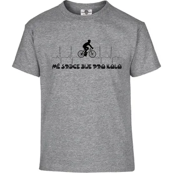 Pánské tričko Tričko Mé srdce bije pro kolo Druh: Dětské, Barva: Šedá, Velikost: 146-L