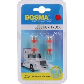 Autožárovka Žárovka 24V LED SV8,5 trubková červená 4xLED BOSMA 7811