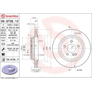 Brzdový kotouč Brzdový kotouč BREMBO 09.9738.11