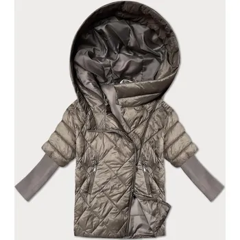 Tmavě béžová lehká dámská bunda s úpletovými rukávy Minority (M2-6701-62) odstíny béžové S (36)