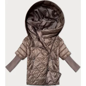 Dámská bunda Lehká hnědá dámská bunda s úpletovými rukávy Minority (M2-6701-305) odstíny hnědé L (40)